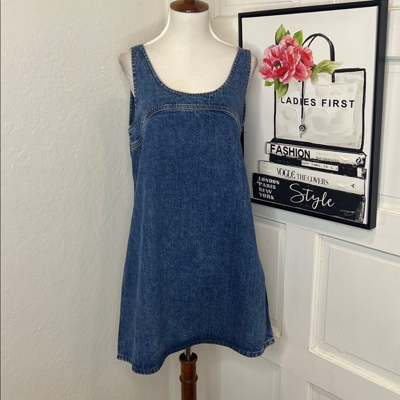 FRAME Molino Micro Flare Denim Mini Dress Size M - Picture 3 of 11